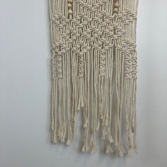 Vintage Hand Woven Macrame BOHO Fringed Wall Tapestry Hanging Decor - Picture 4 of 7
